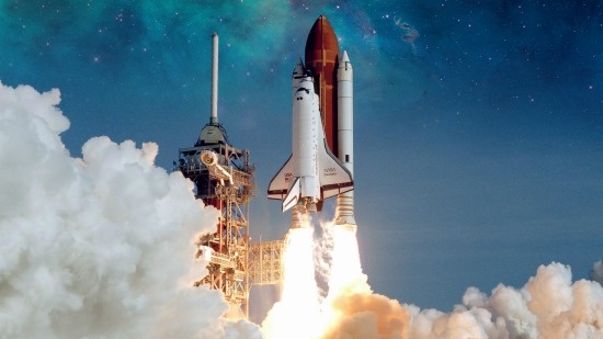 An image of the Space Shuttle Launching.